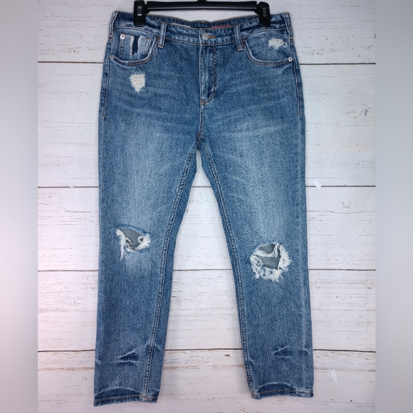 Pilcro The Heritage Boyfriend Straight Leg Denim Blue Jeans - Picture 1 of 14